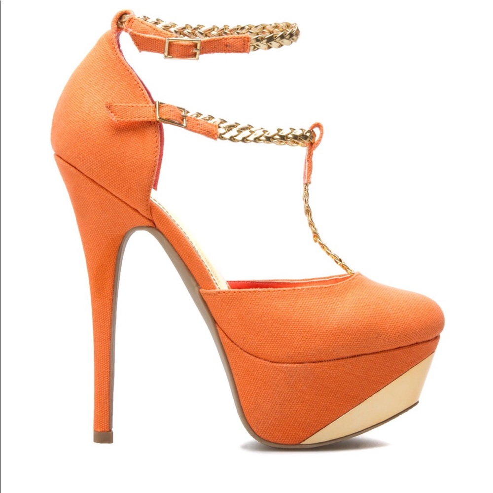 Shoedazzle Mary Coral T-Strap Platform